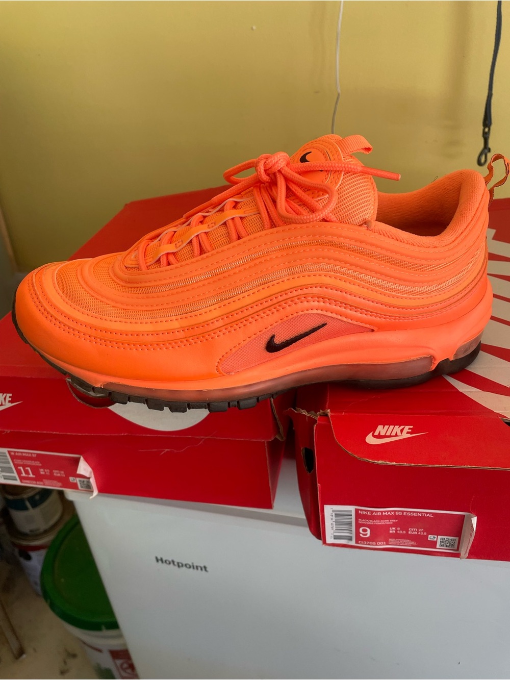 Nike Kids' Neon Orange Air Max 97 Sneaker women size 11